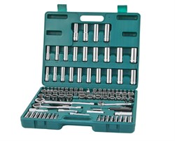 Унив. набор торцевых головок стандартных и глубоких 1/4, 3/8 и 1/2"DR (дюйм 5/32"-15/16" и метрика 4-22 мм), угловых ключей 5/64"-1/4", 107 предметов - фото 45091